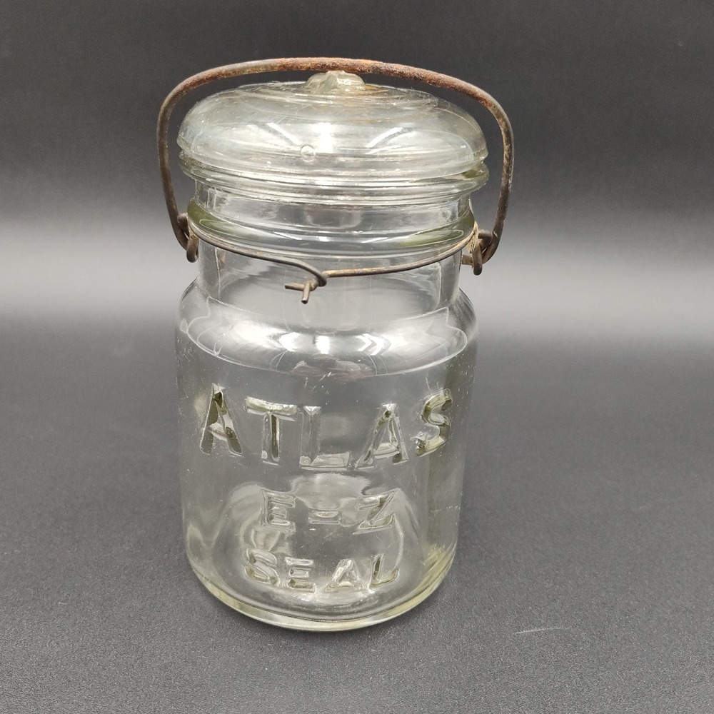 ATLAS E-Z SEAL Jar Mason Middle-Size Atq VTG Fruit Canning Great B38.1GA3391‎